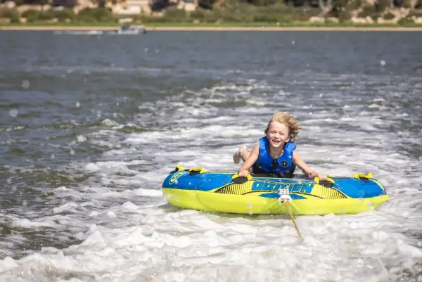 Tubing behind the boat
